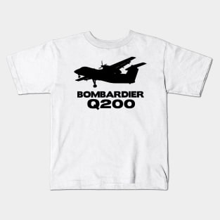 Bombardier Q200 Silhouette Print (Black) Kids T-Shirt